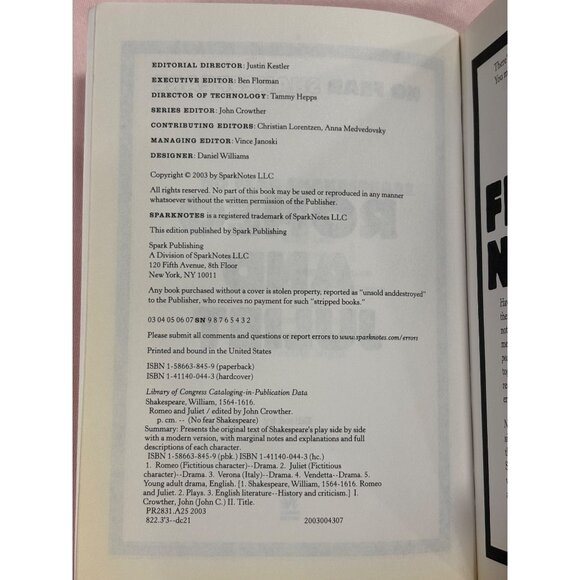 No Fear Shakespeare Books The Merchant Of Venice & Romeo And Juliet Bundle 2003 - Picture 12 of 16